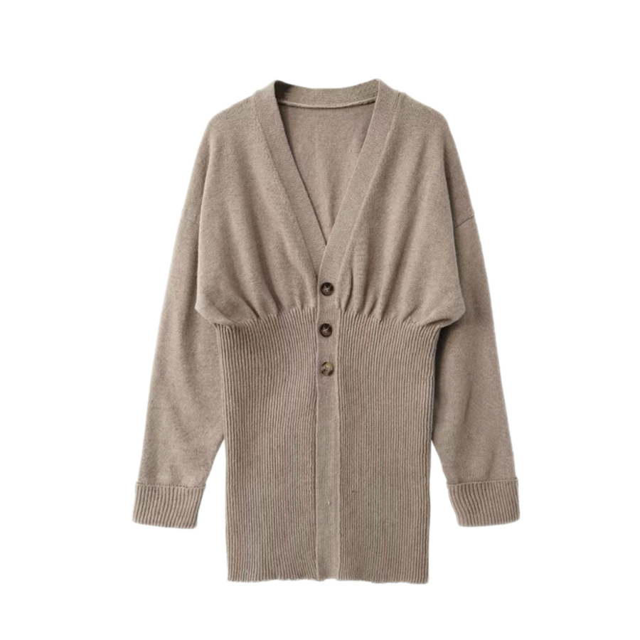 V neck Wool Blend Cardigan - NY061
